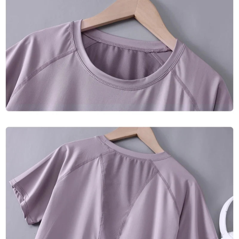 DRUR Yoga Tops Sportswear Woman Gym Shirts Breathable Quick Dry Short Sleeve Workout T Shirt Jogger Running T Shirt Yogawear New