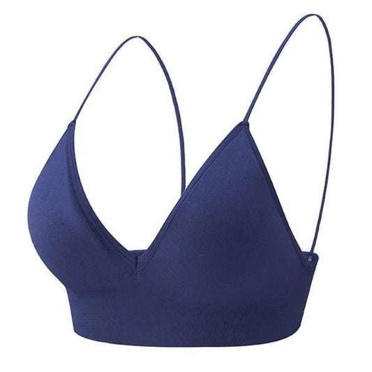 V Neck Seamless Triangle Cup Bra Camisole Underwear Wrapped Chest Women S M L Breathable Gather Up Sports Fitness Yoga Casual