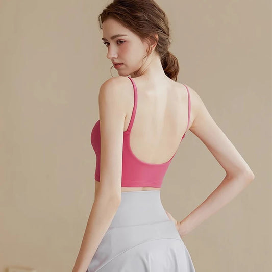 High-end Sports Bra Gym Camisole Fixed Pad Push-up Sports Underwear Women's Strapless Beauty Back Training Fitness Bra Yoga Bra